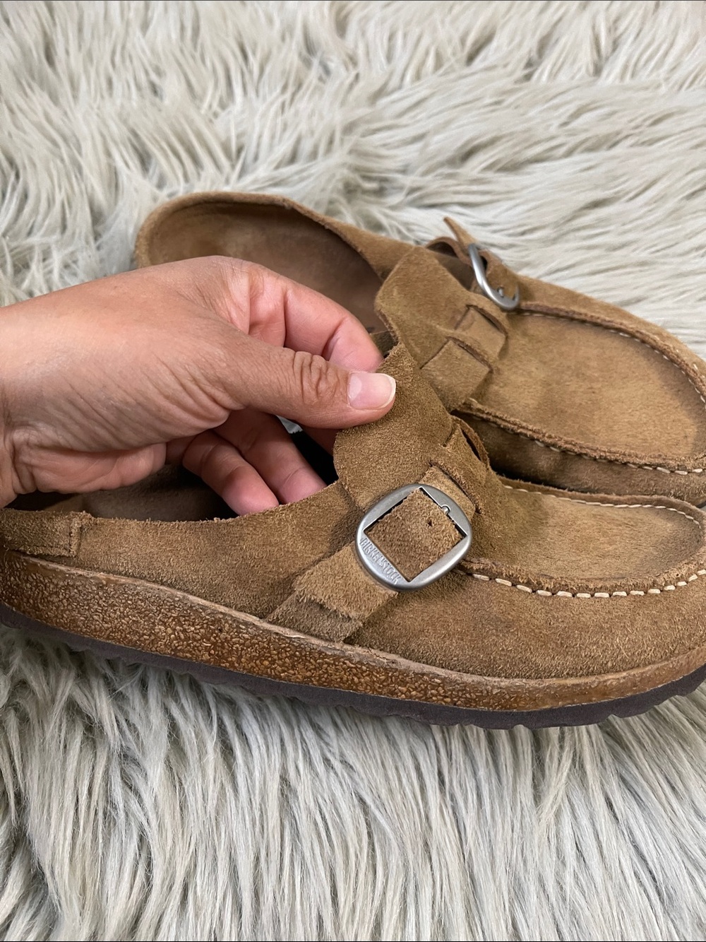 Birkenstock Women's Suede Buckle Clog - Brown - Picture 5 of 5